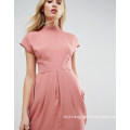 Cap Sleeve Tulip High Neck Dress